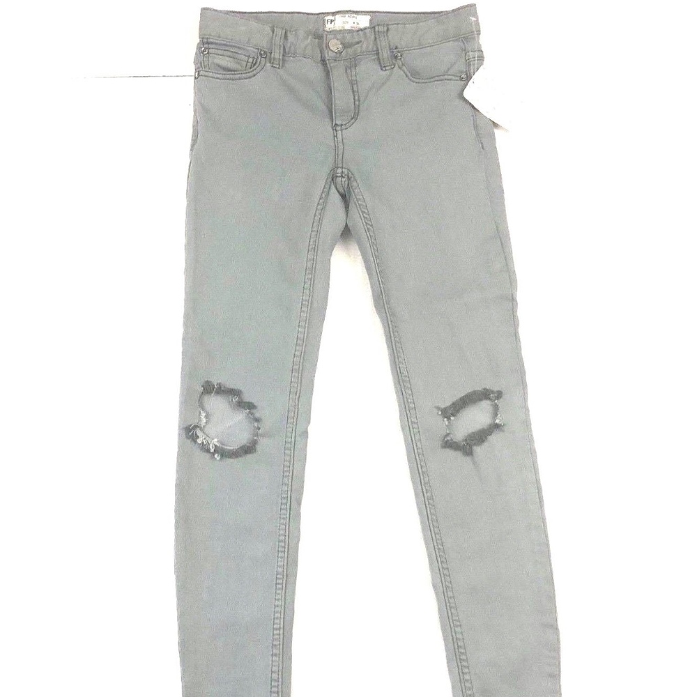 Free People Destroyed Skinny Jeans Coal Gray Pants